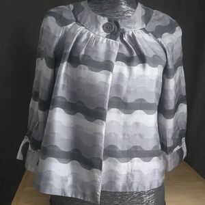 Chic Women's Gray Wave Pattern Blouse/Cover